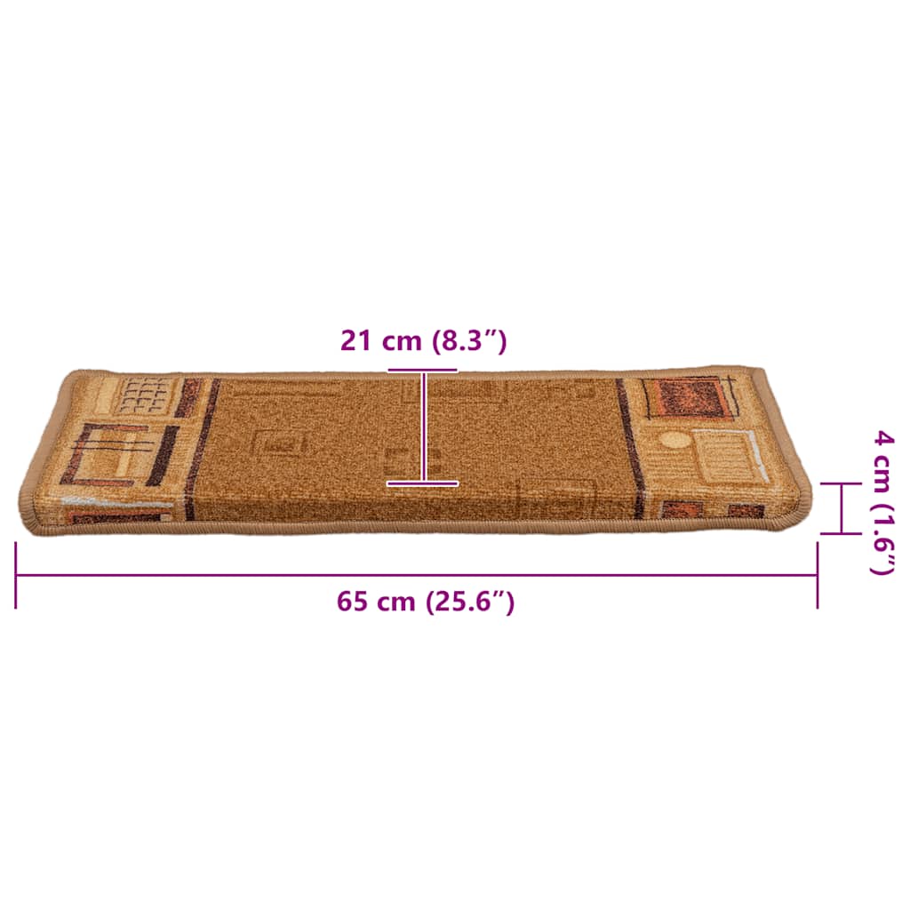 Tappetini Autoadesivi per Scale 15 pz 65x21x4 cm Beige
