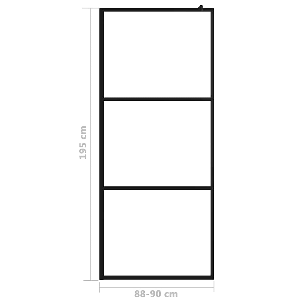 Parete Doccia Walk-in in Vetro Trasparente ESG Nera 90x195 cm | homemem39