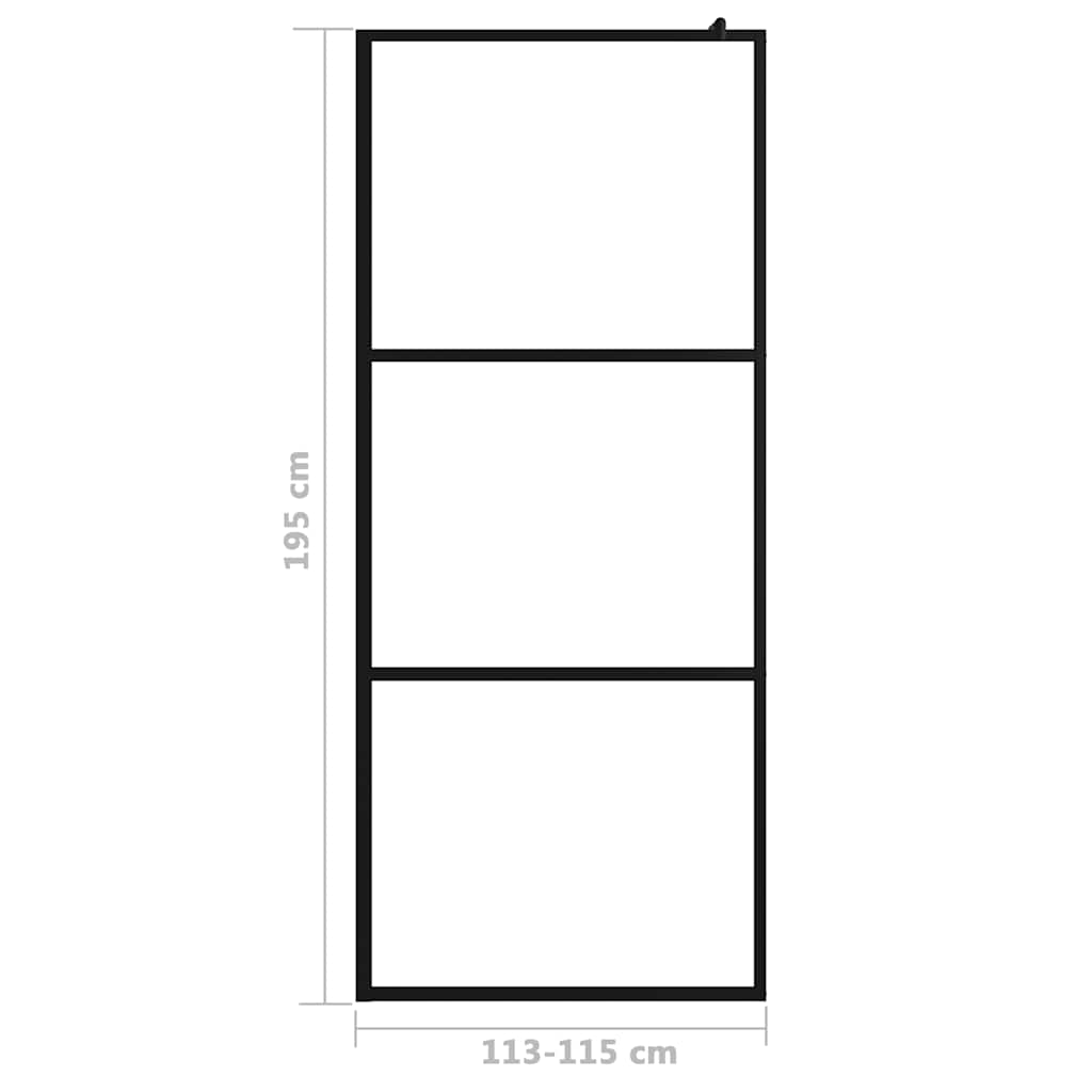 Parete Doccia Walk-in in Vetro Trasparente ESG Nera 115x195 cm | homemem39