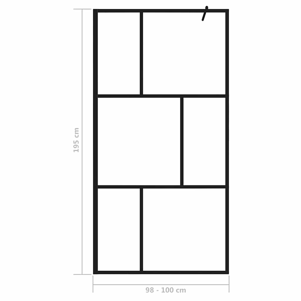 Parete per Doccia Walk-in in Vetro Temperato Nera 100x195 cm | homemem39