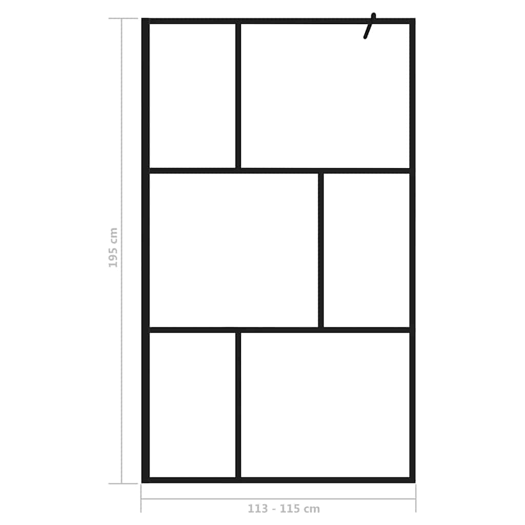 Parete per Doccia Walk-in in Vetro Temperato Nera 115x195 cm | homemem39
