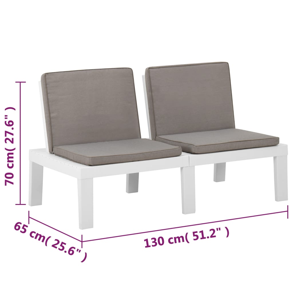 Set Divani da Giardino con Cuscini 4 pz in Plastica Bianco | homemem39