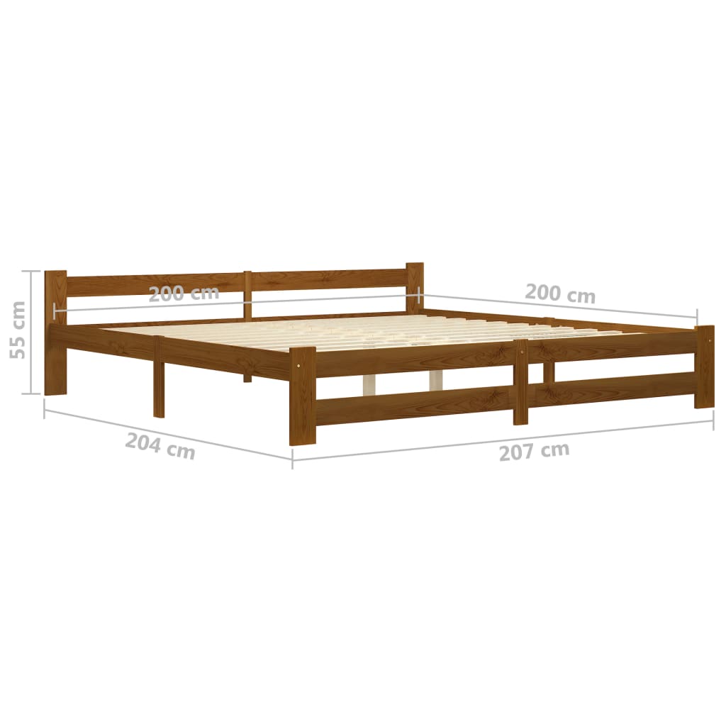 Giroletto senza Materaso Ambrato in Legno Massello 200x200 cm | homemem39