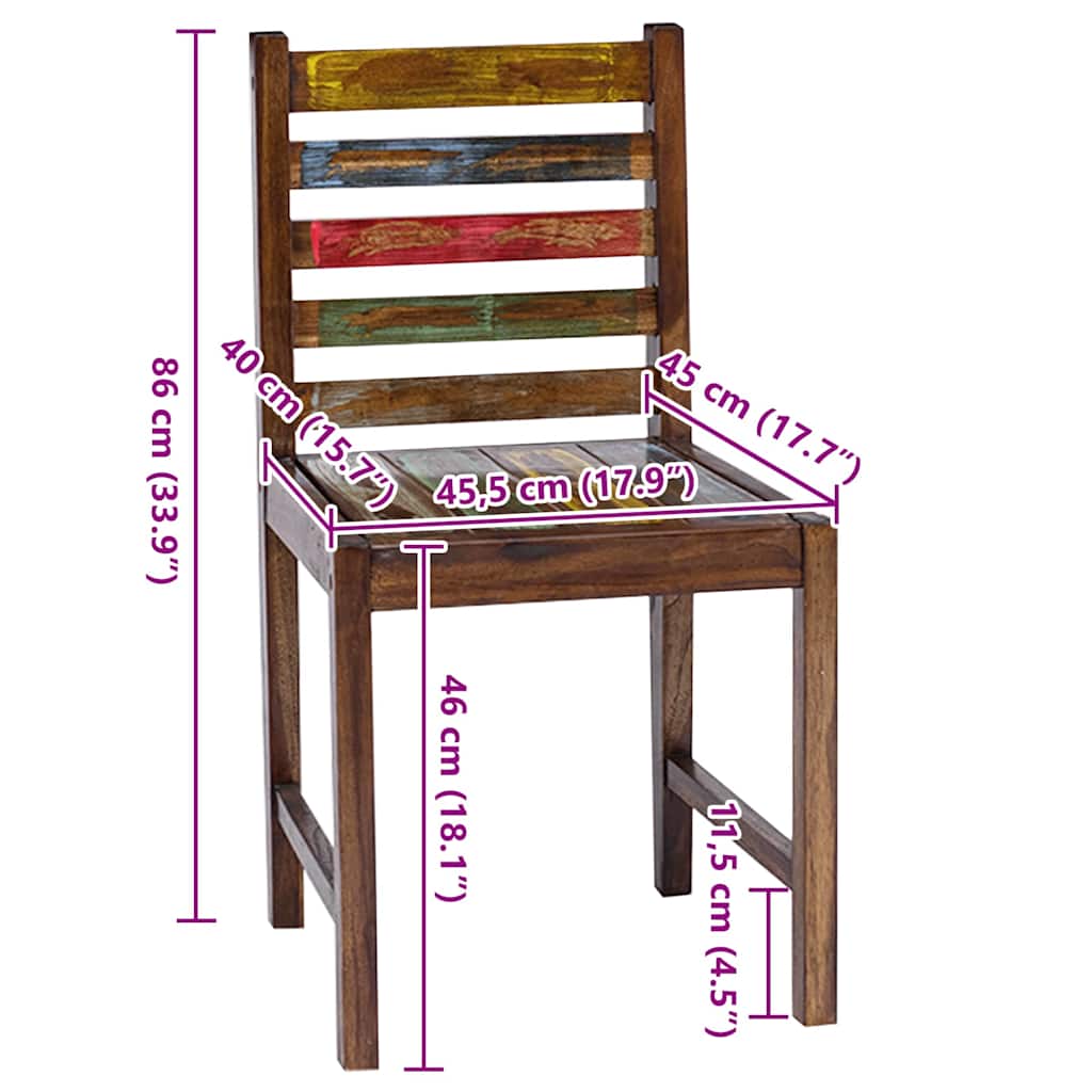 Sedie da Pranzo 2 pz in Legno Massello di Recupero | homemem39