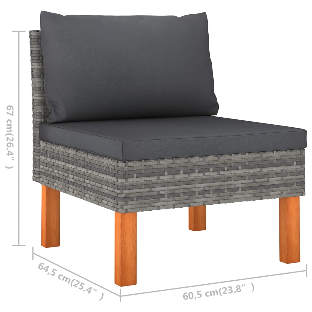 Set Divani da Giardino 4 pz con Cuscini in Polyrattan Grigio | homemem39