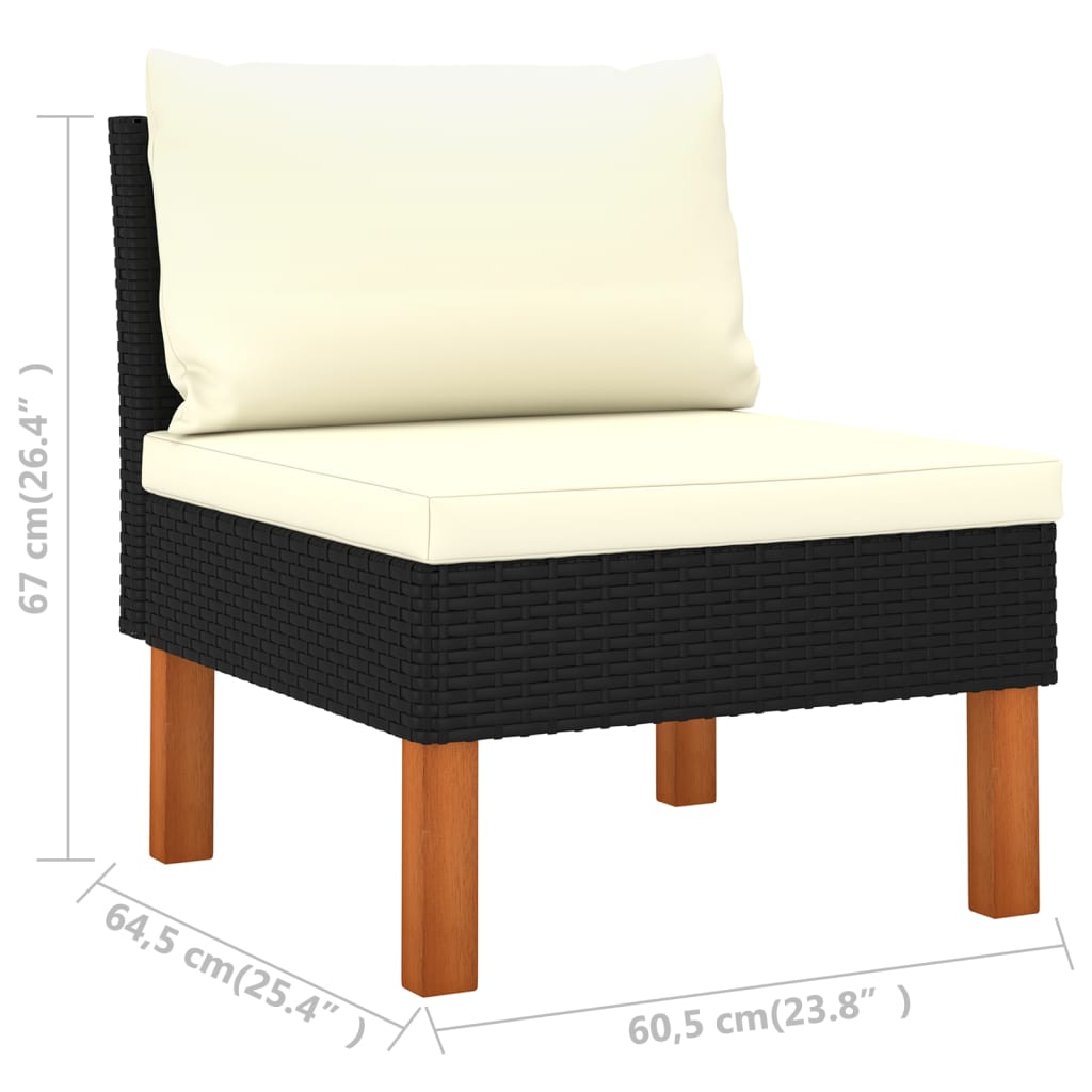 Set Divani da Giardino 9 pz con Cuscini in Polyrattan Nero | homemem39