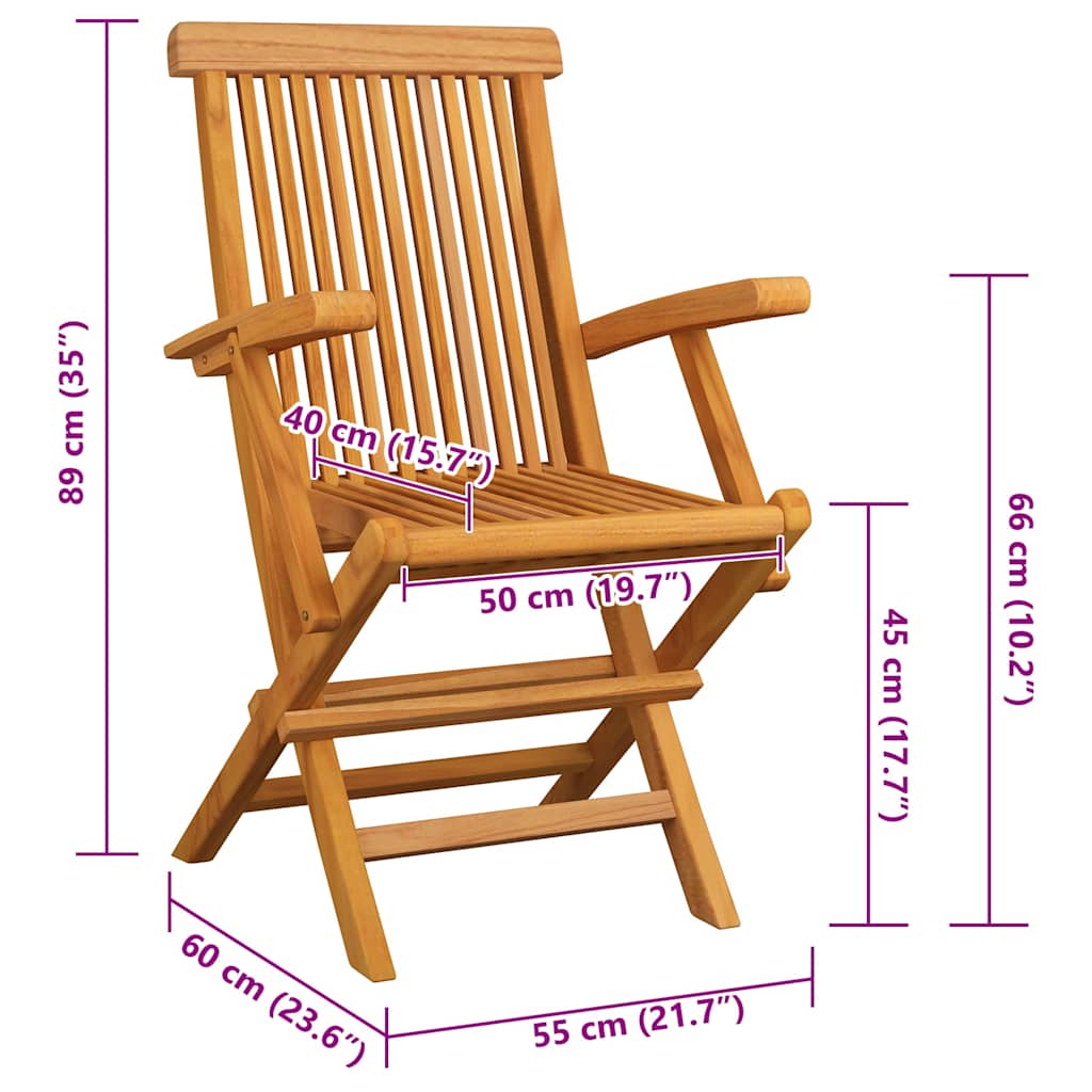 Sedie da Giardino con Cuscini Neri 4 pz Legno Massello di Teak - homemem39