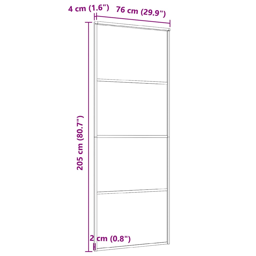 Porta Scorrevole in Alluminio e Vetro ESG 76x205 cm Nera | homemem39