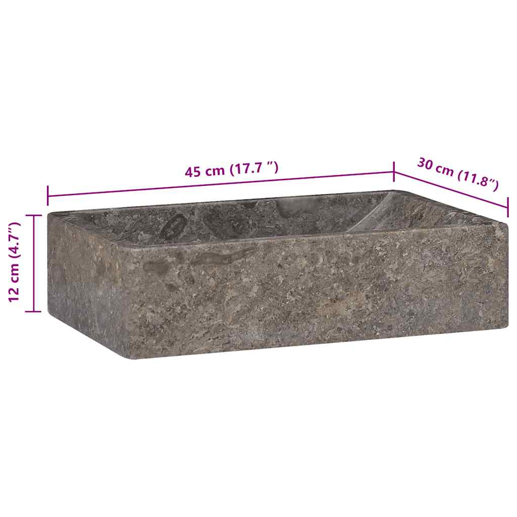 Lavello 45x30x12 cm Marmo Lucido Grigio | homemem39