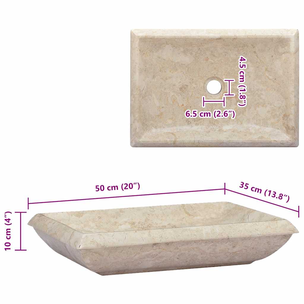 Lavandino Crema 50x35x10 cm in Marmo | homemem39