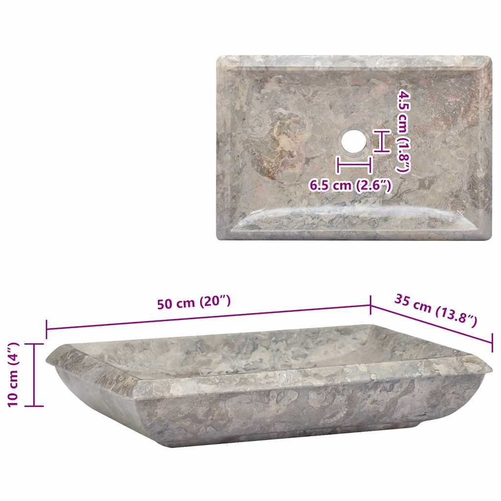 Lavandino Grigio 50x35x10 cm in Marmo | homemem39