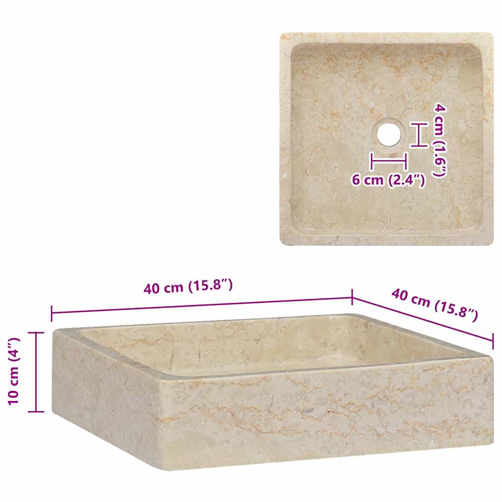 Lavandino Crema 40x40x10 cm in Marmo | homemem39