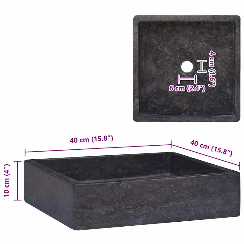 Lavandino Nero 40x40x10 cm in Marmo - homemem39