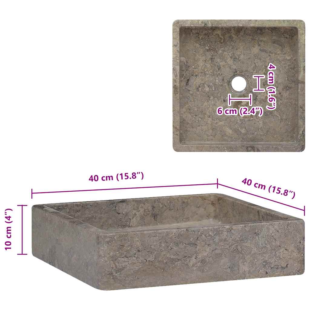 Lavandino Grigio 40x40x10 cm in Marmo | homemem39