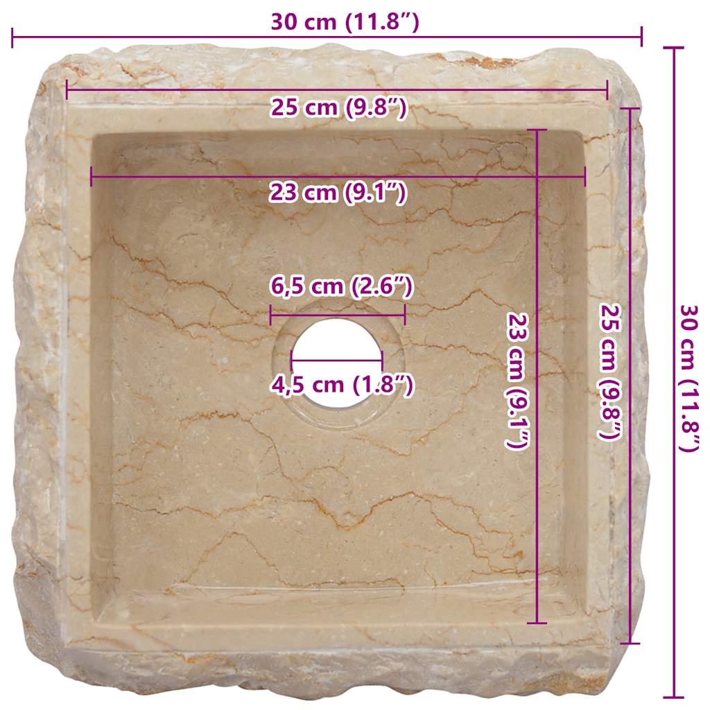 Lavandino Crema 30x30x13 cm in Marmo | homemem39