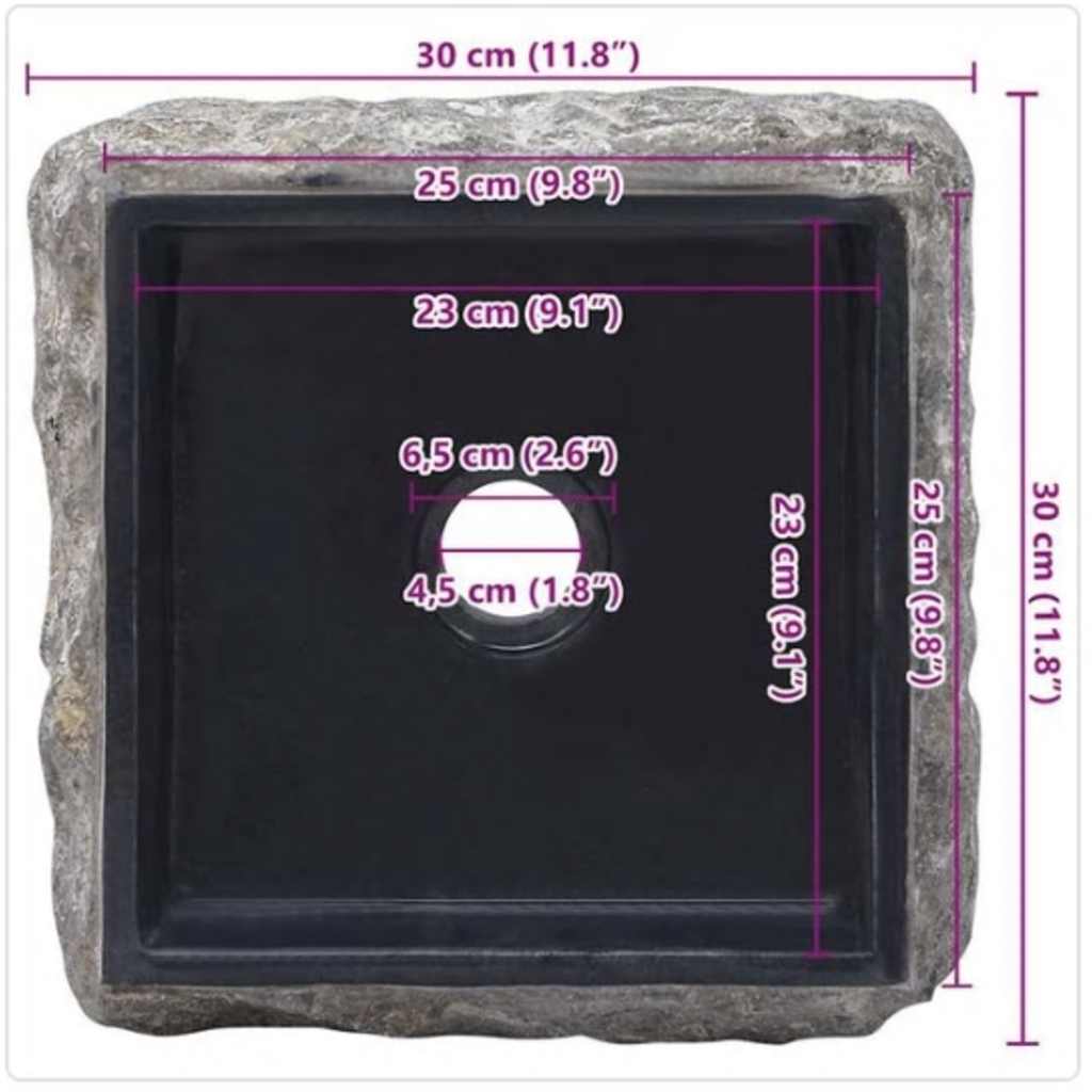 Lavandino Nero 30x30x13 cm in Marmo - homemem39