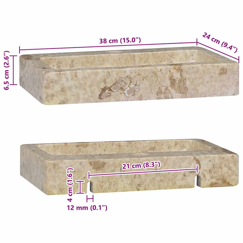 Lavello a Parete Crema 38x24x6,5 cm in Marmo | homemem39