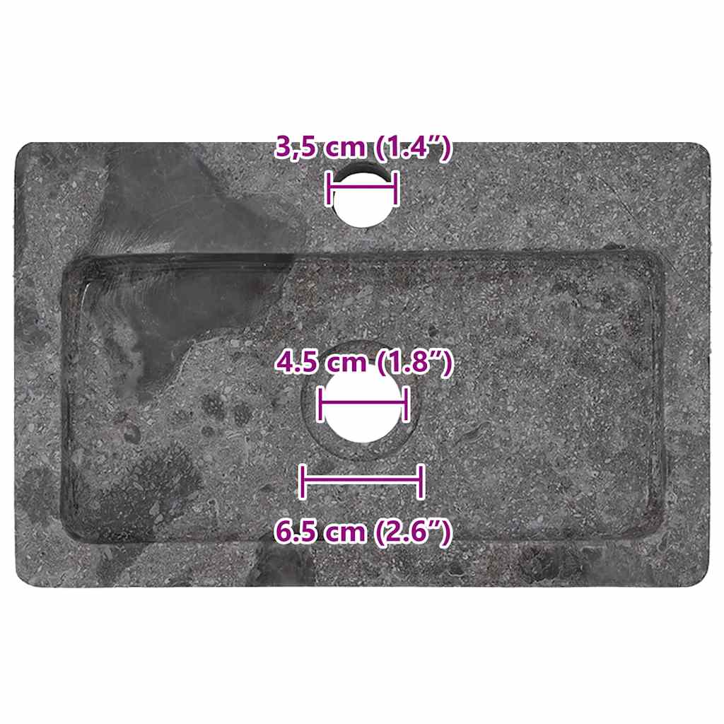 Lavello a Parete Grigio 38x24x6,5 cm in Marmo - homemem39