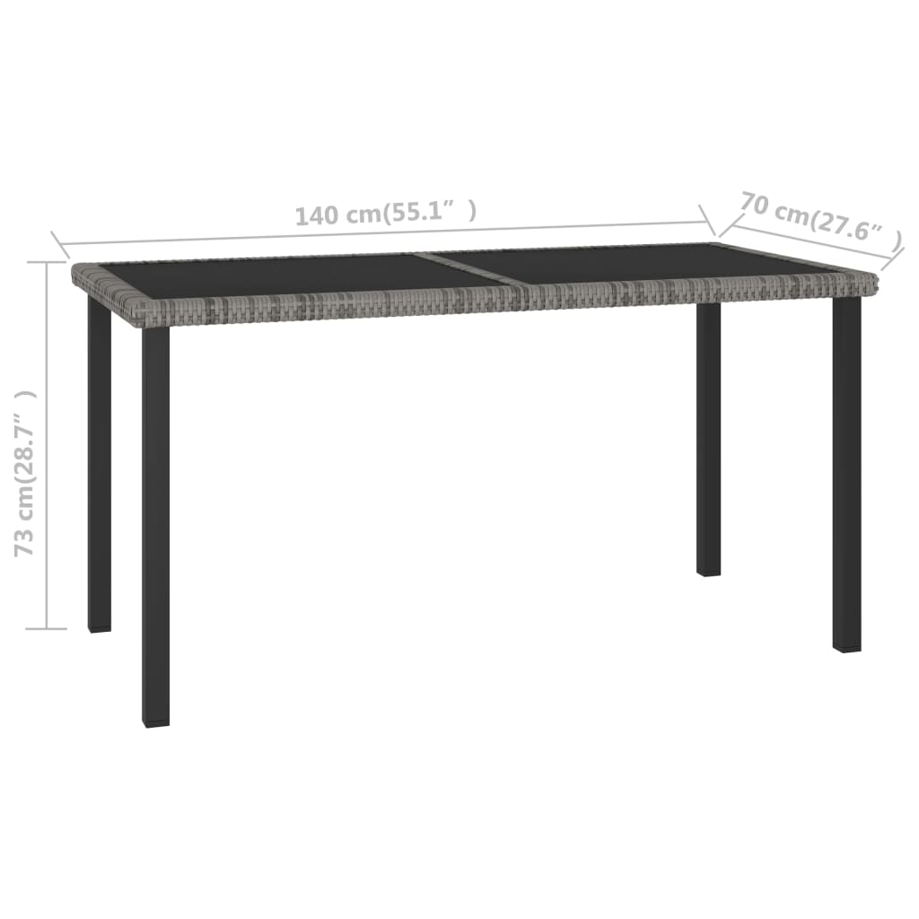 Set da Pranzo da Giardino 7 pz in Polyrattan Grigio | homemem39