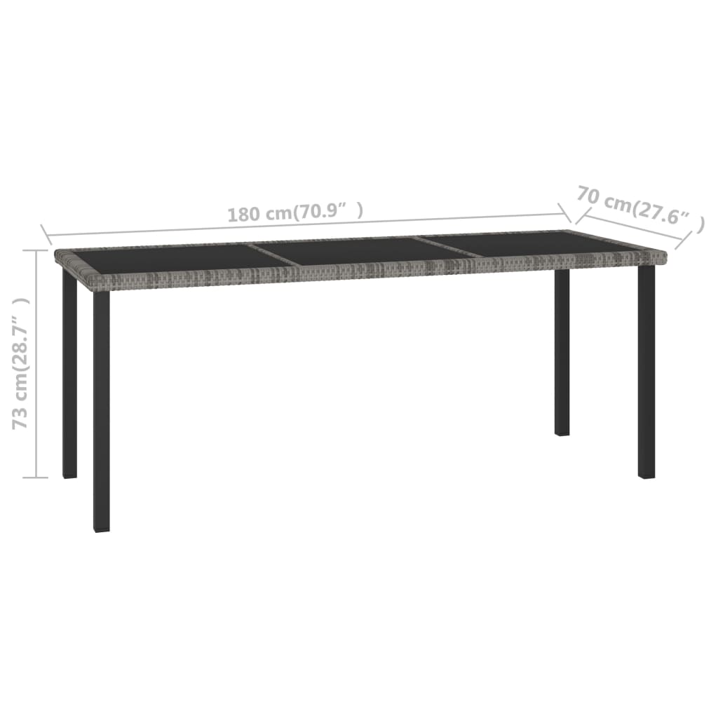 Set da Pranzo da Giardino 9 pz in Polyrattan Grigio | homemem39