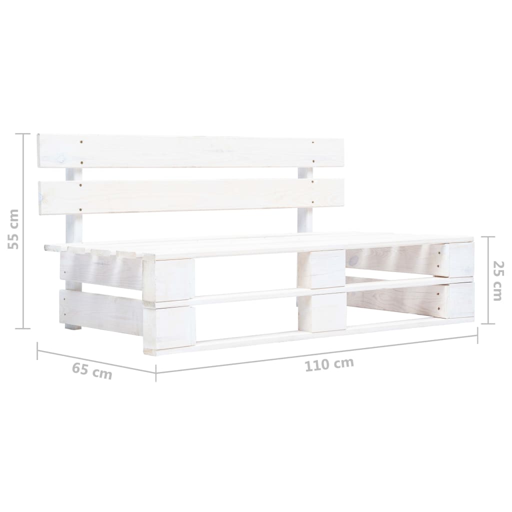 Divano Centrale da Giardino Pallet Legno Pino Impregnato Bianco | homemem39