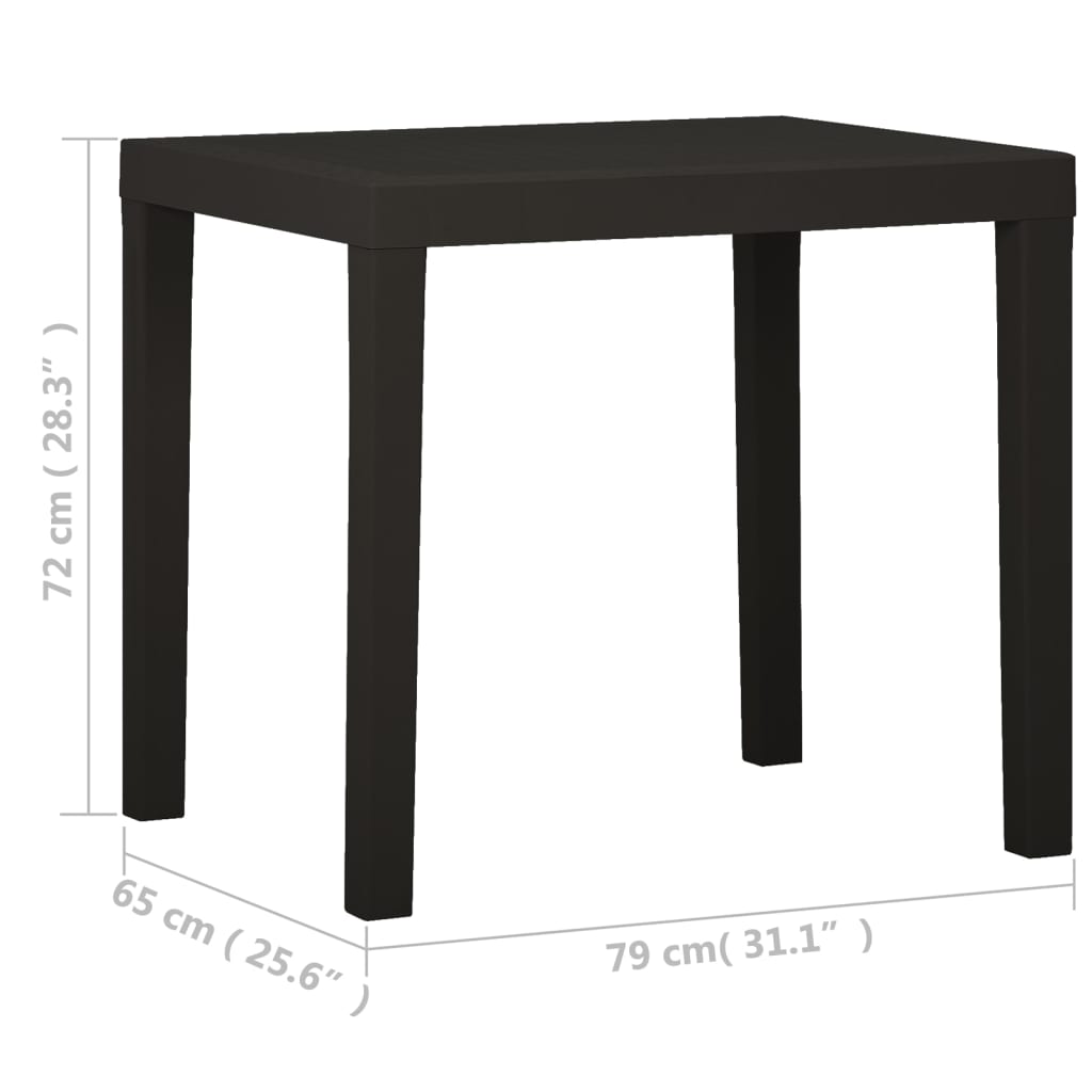 Tavolo da Giardino Antracite 79x65x72 cm in Plastica | homemem39