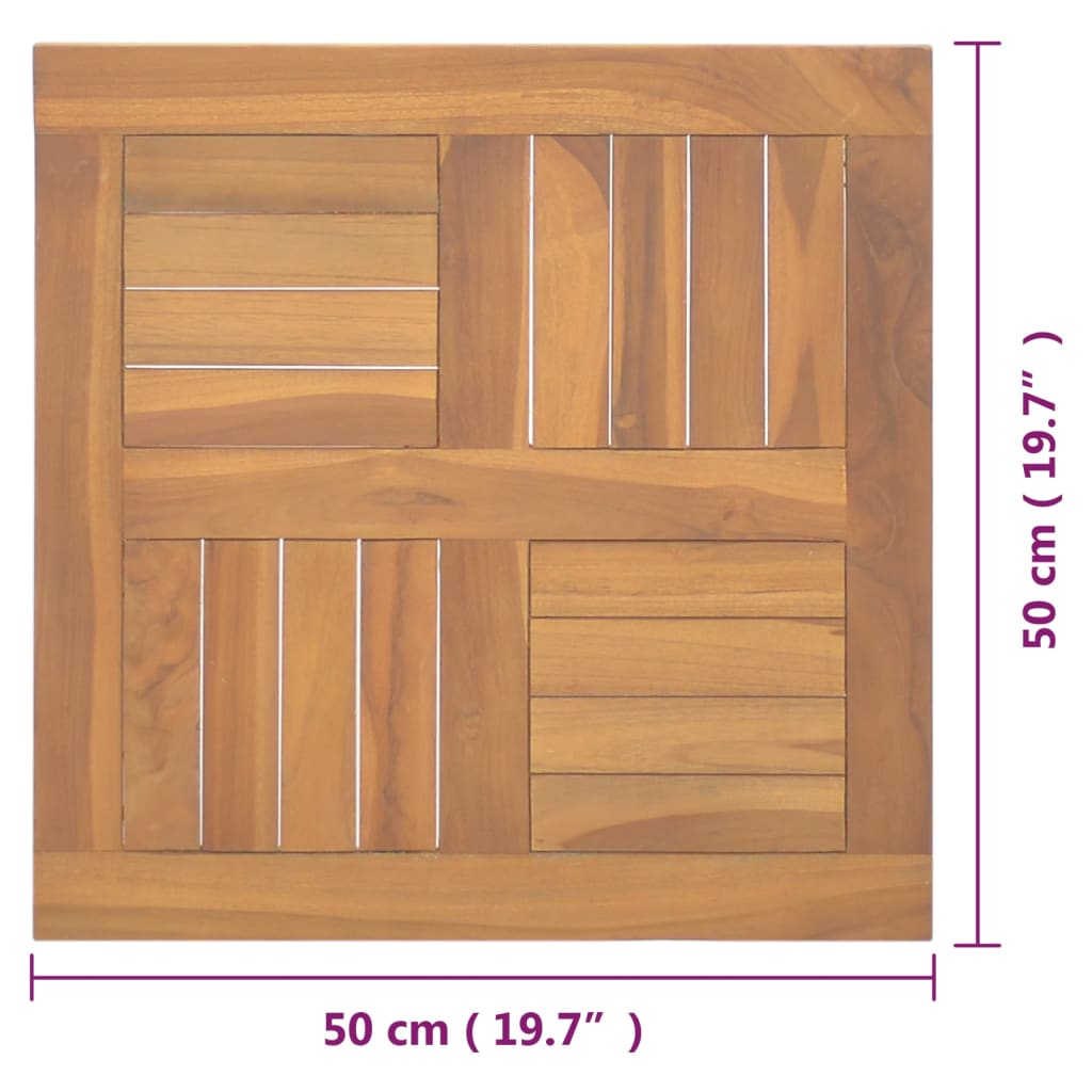 Piano Tavolo Quadrato 50x50x2,5 cm in Legno Massello di Teak | homemem39