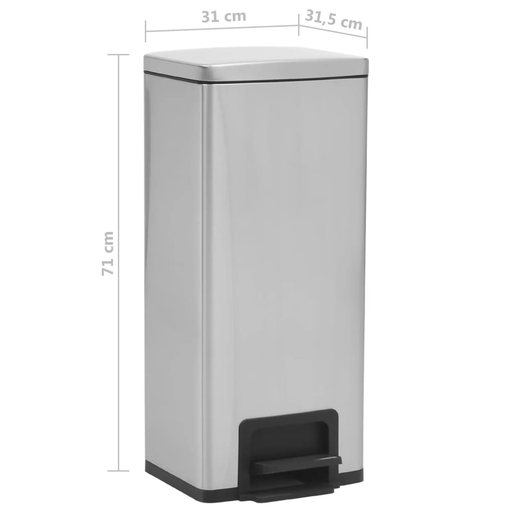 Pattumiera a Pedale Anti-Impronte 30 L Argento in Acciaio Inox - homemem39