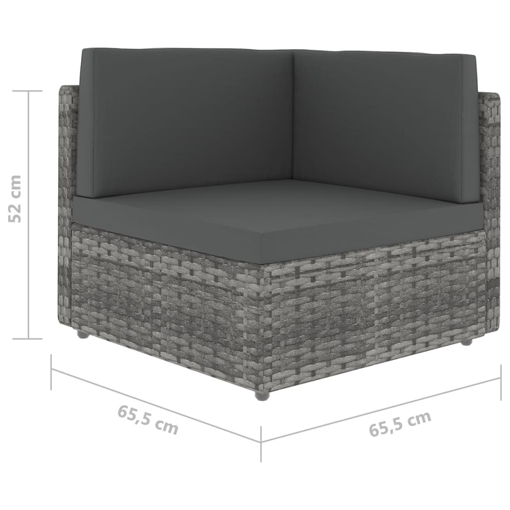 Set Divani da Giardino 5 pz con Cuscini in Polyrattan Grigio | homemem39