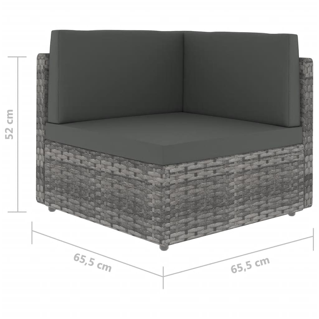 Set Divani da Giardino 7 pz con Cuscini in Polyrattan Grigio | homemem39
