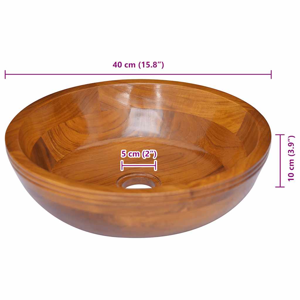 Lavabo in Legno Massello di Teak Φ40x10 cm | homemem39