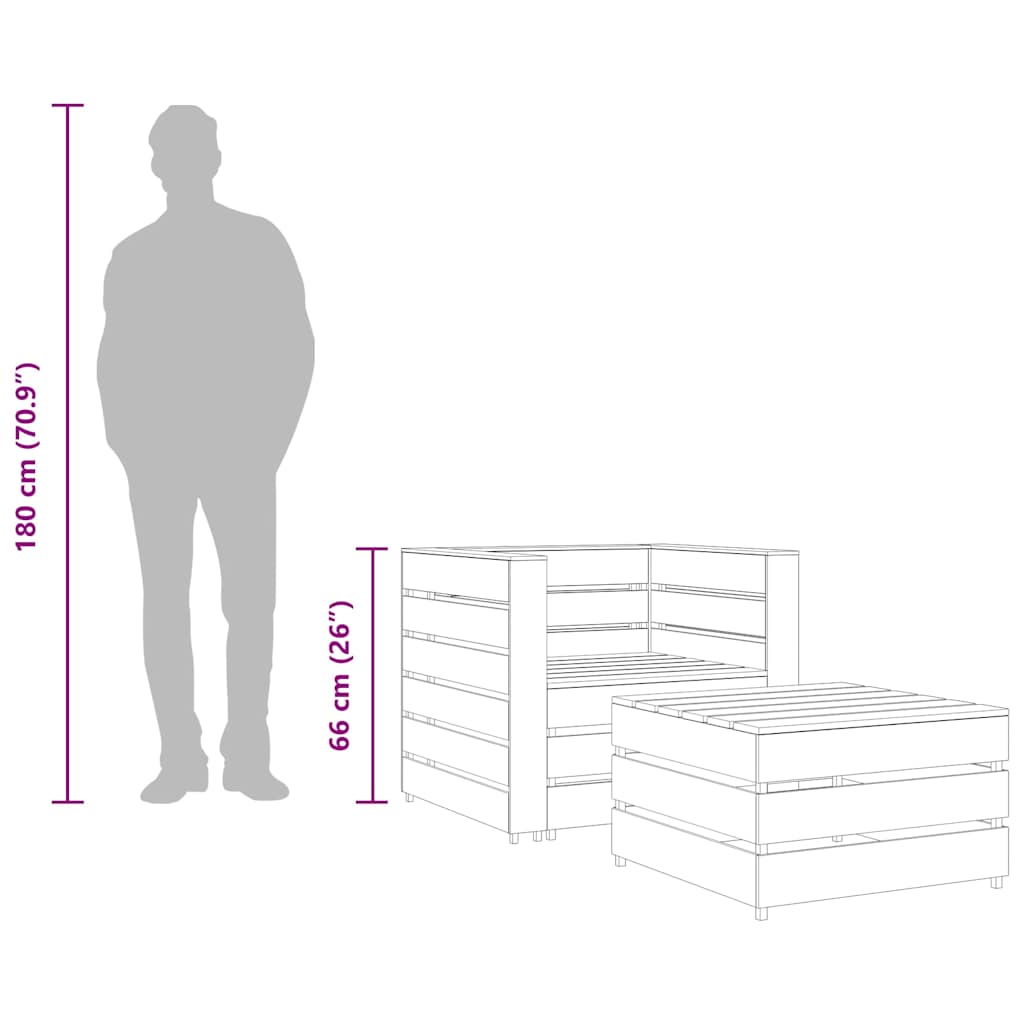 Set Divani da Giardino su Pallet 2 pz Legno di Pino Impregnato | homemem39