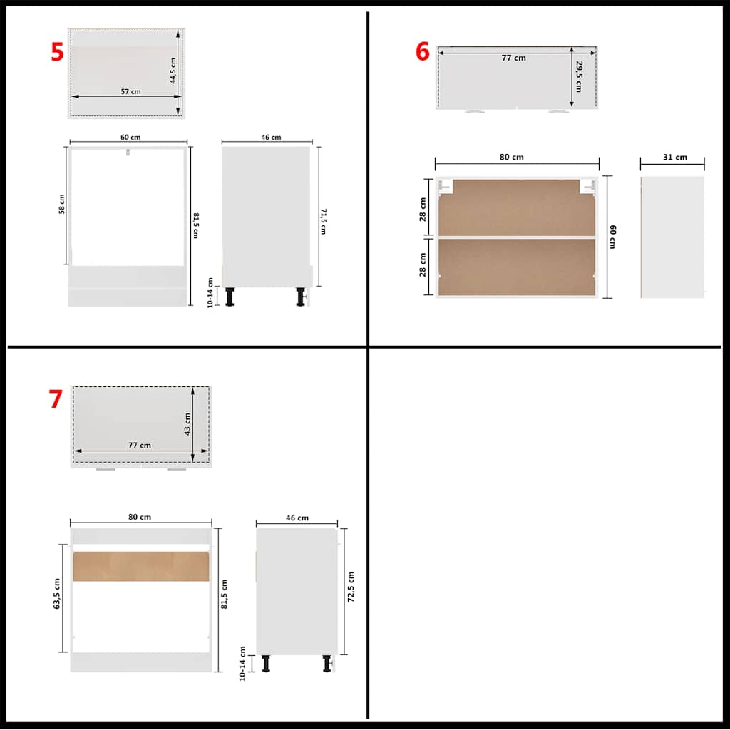 Set Armadi da Cucina 7 pz Lyon Bianco in Truciolato