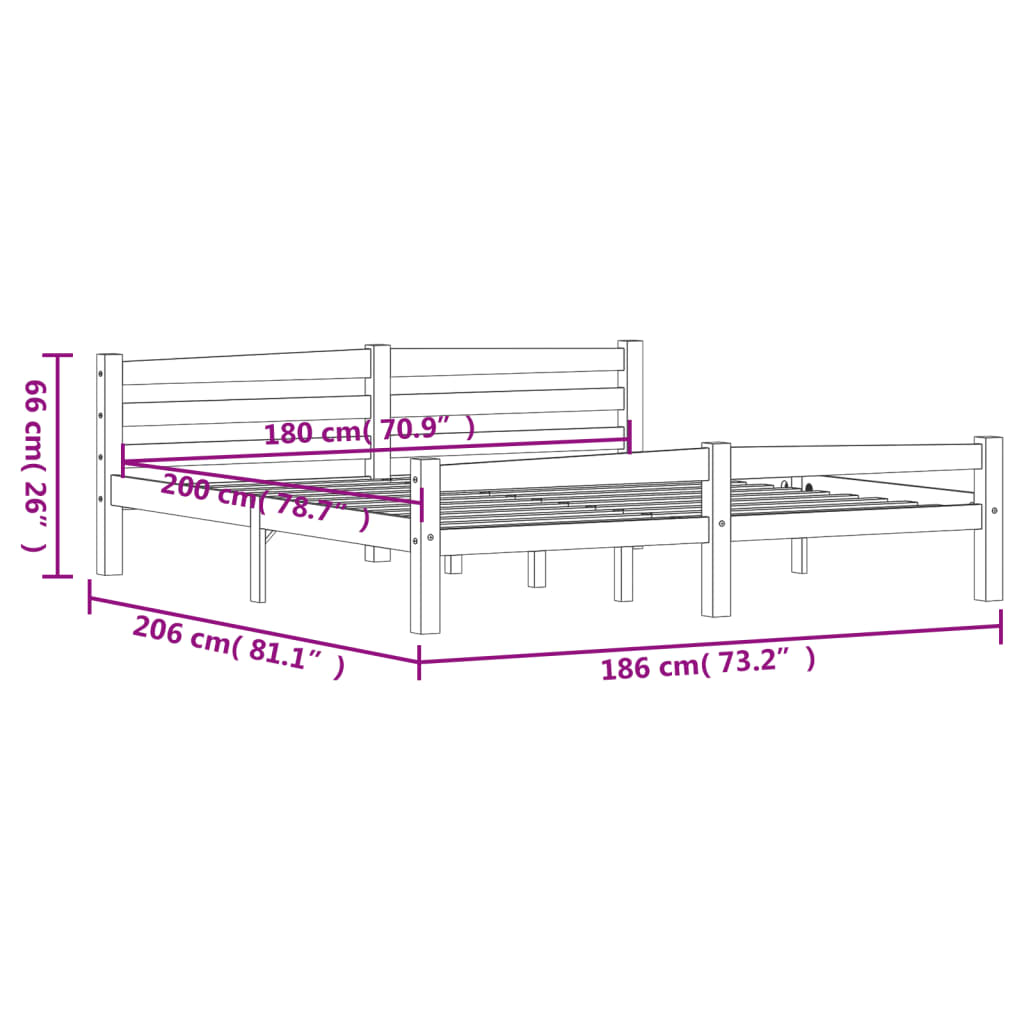 Giroletto senza Materasso 180x200 cm in Legno Massello di Pino | homemem39