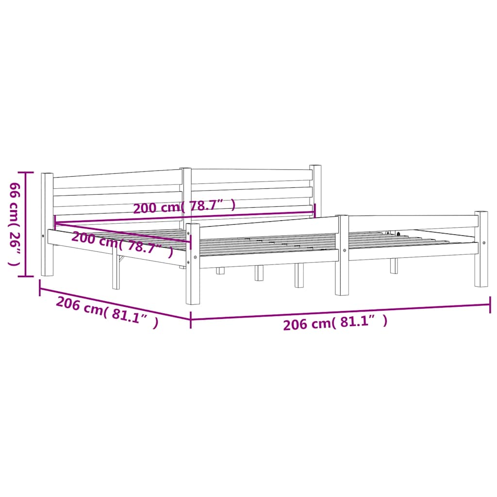 Giroletto senza Materasso Bianco 200x200 cm Legno Massello Pino | homemem39