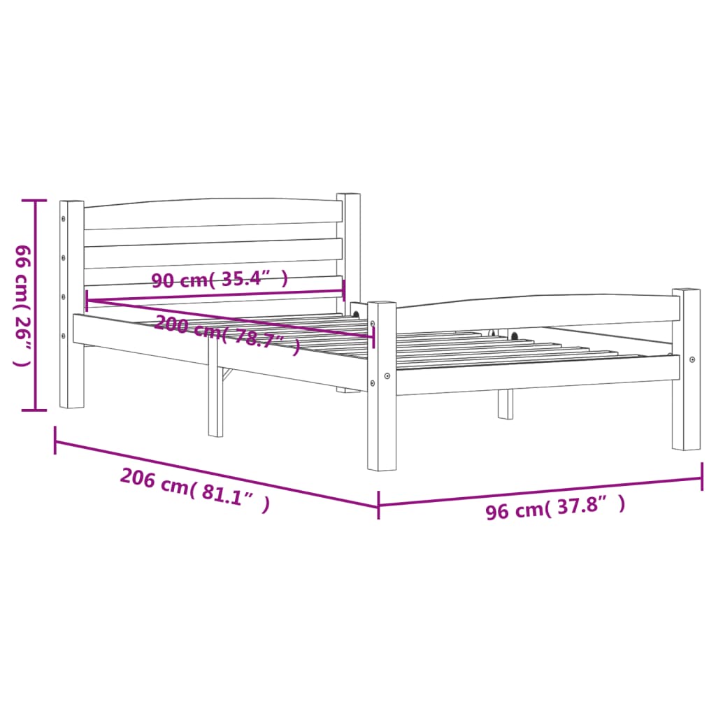 Giroletto senza Materasso Ambrato Legno Massello Pino 90x200 cm | homemem39