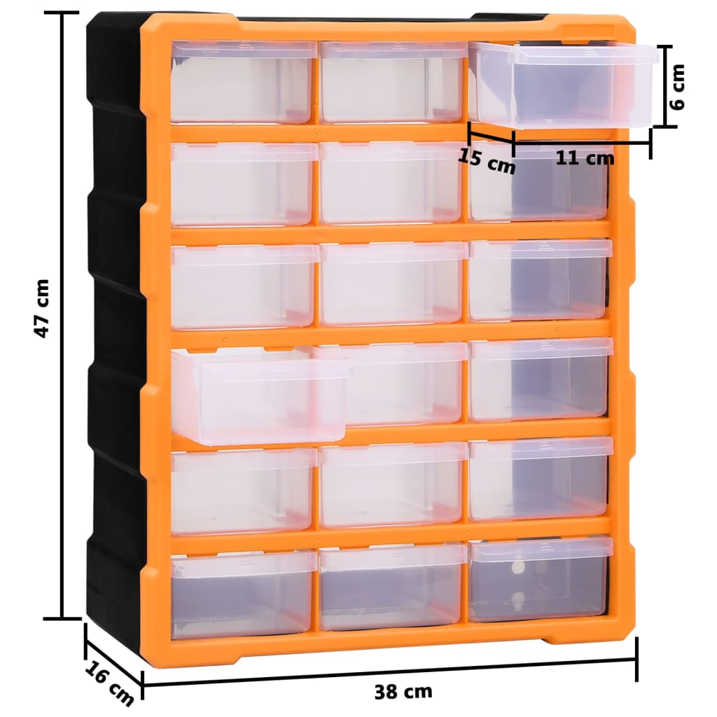 Mobile Contenitore con 18 Cassetti Medi 38x16x47 cm | homemem39