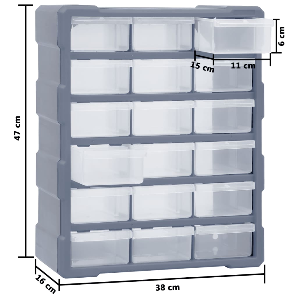 Mobile Contenitore con 18 Cassetti Medi 38x16x47 cm | homemem39