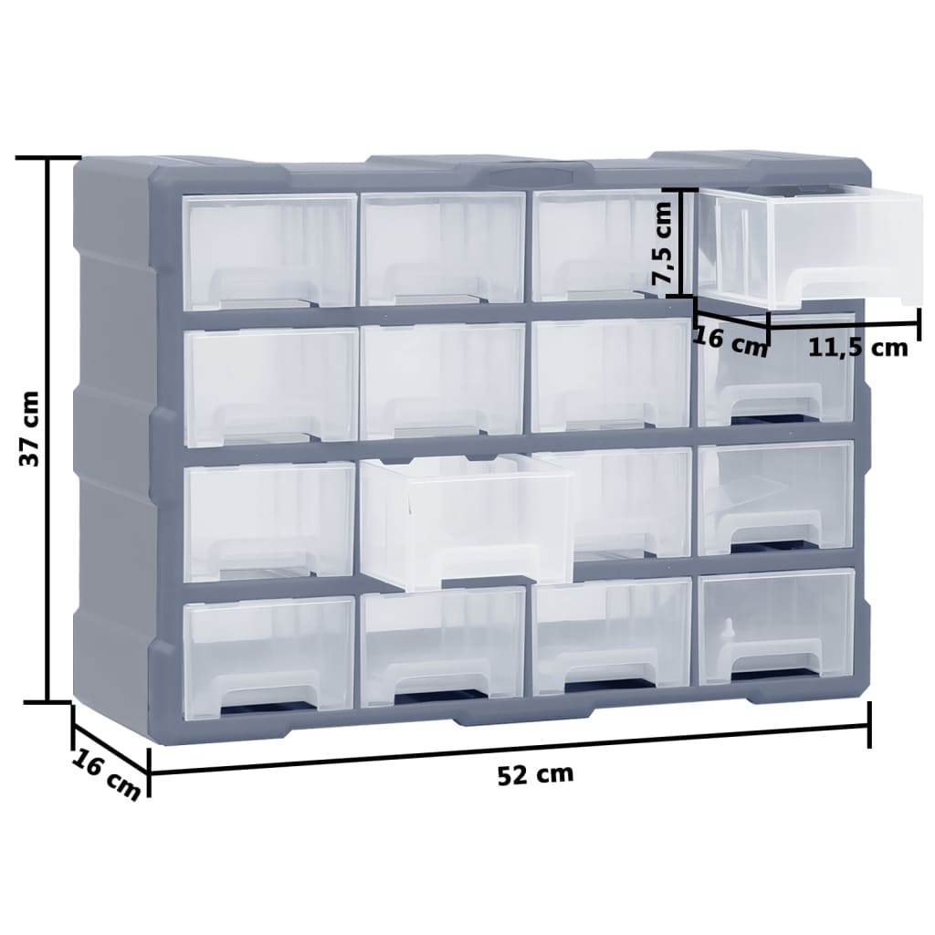 Mobile Contenitore con 16 Cassetti Medi 52x16x37 cm | homemem39