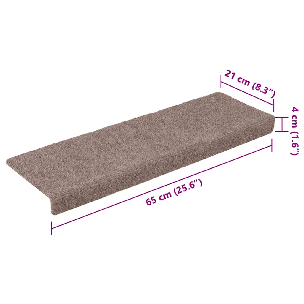 Tappetini per scale autoadesivi 10 pz 65x21x4 cm Crema Bordo rettangolare
