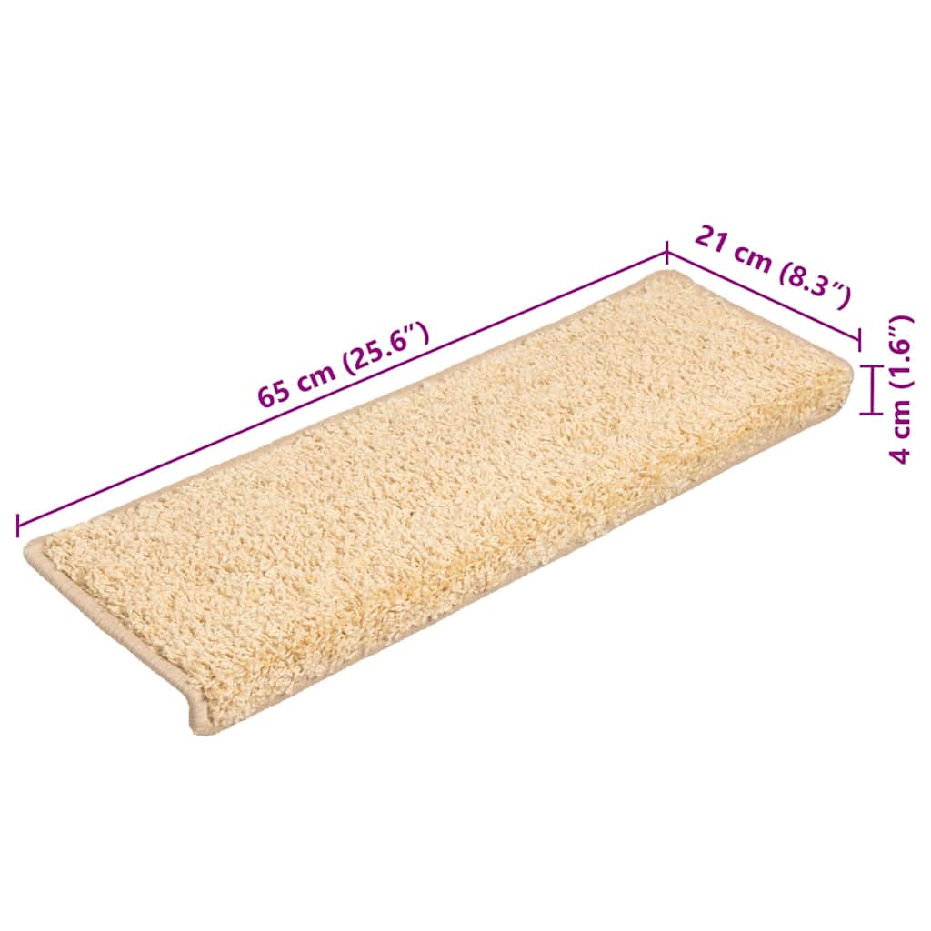 Tappetini per scale 10 pz 65x21x4 cm Crema Bordo rettangolare | homemem39