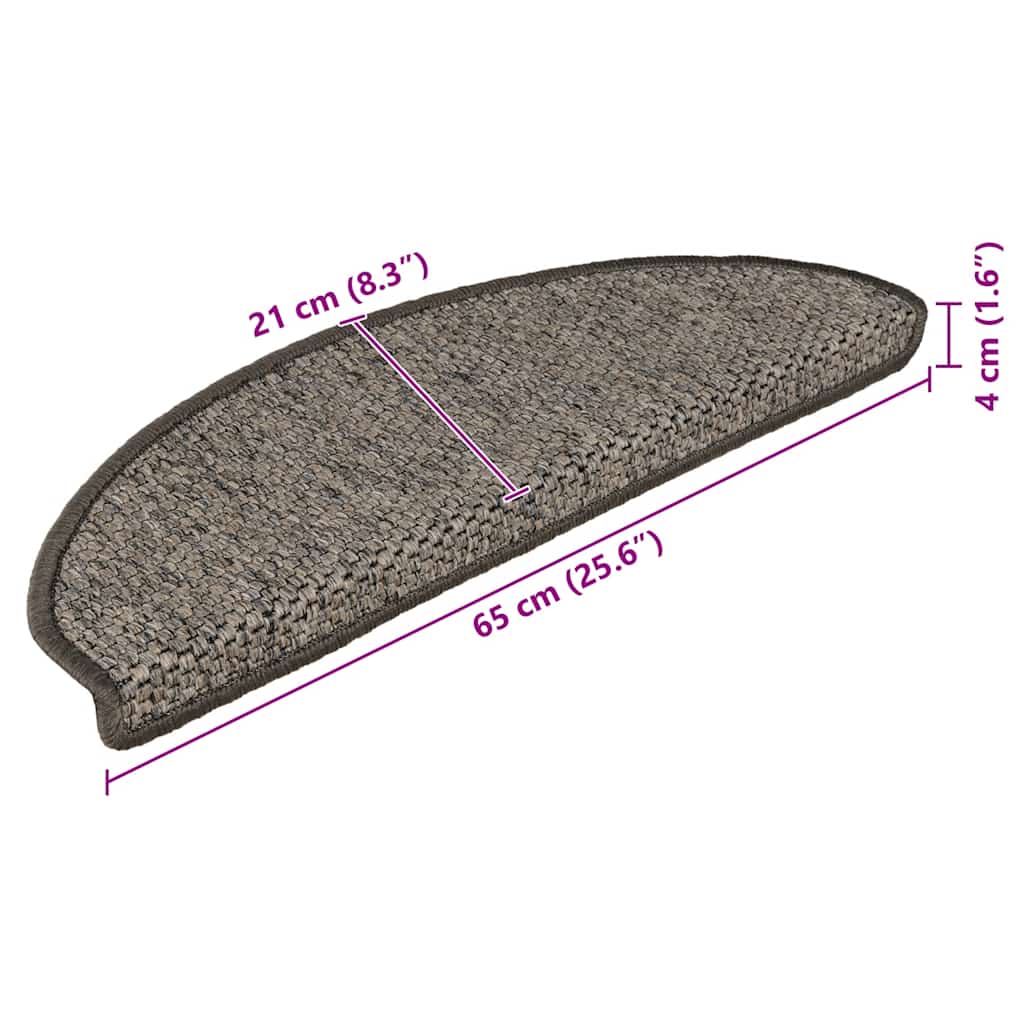 Tappeti Adesivi per Scale Sisal 15pz 65x21x4cm Grigio e Beige | homemem39