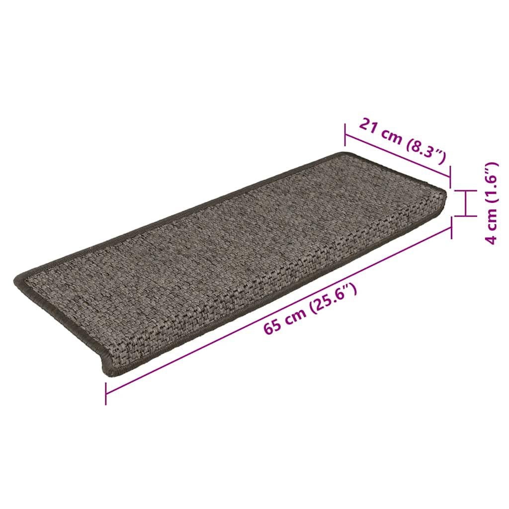 Tappeti Autoadesivi Scale Sisal 15 pz 65x21x4 cm Grigio e Beige | homemem39