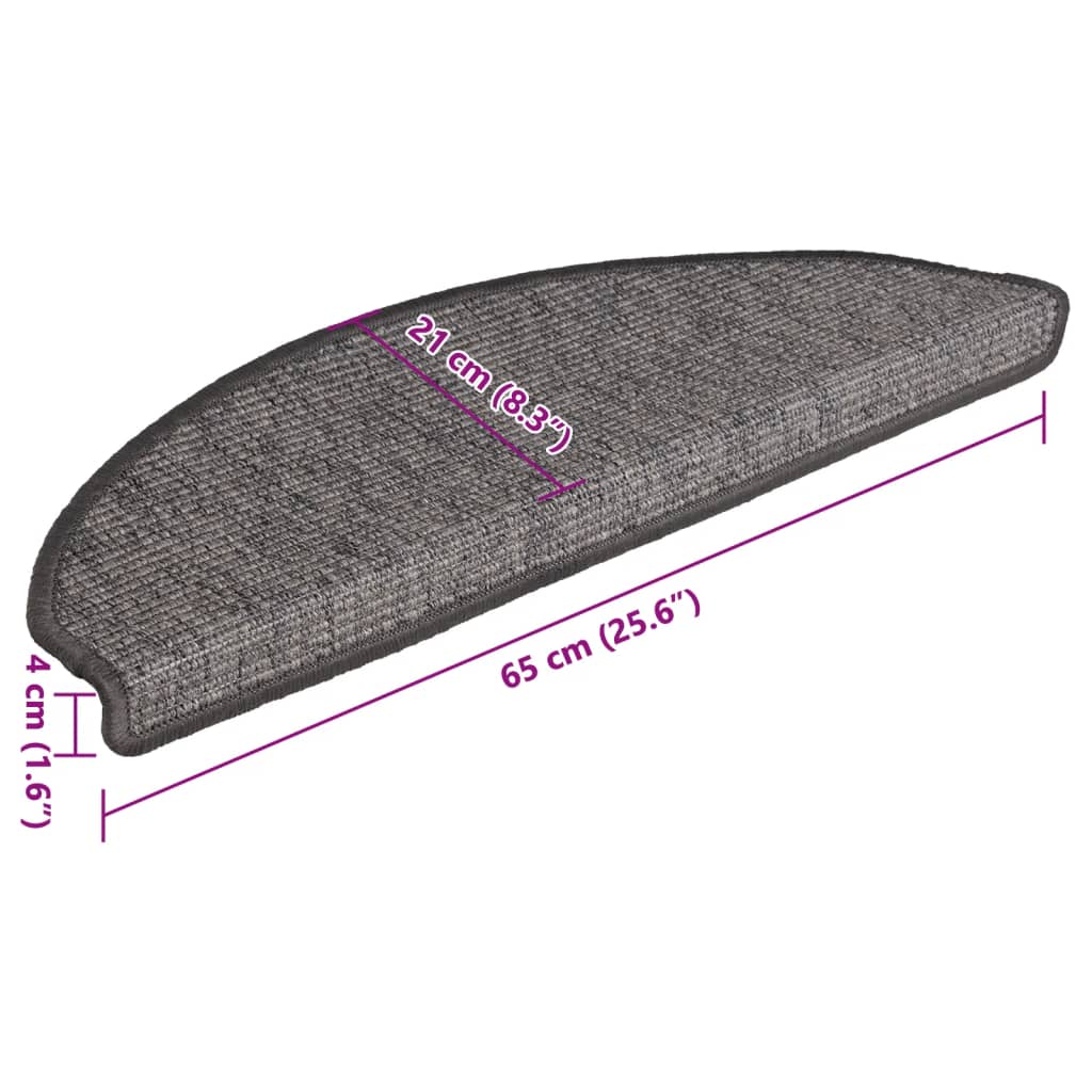 Tappetini per scale 15 pz 65x21x4 cm Beige e Grigio Semicircolari Grandi | homemem39