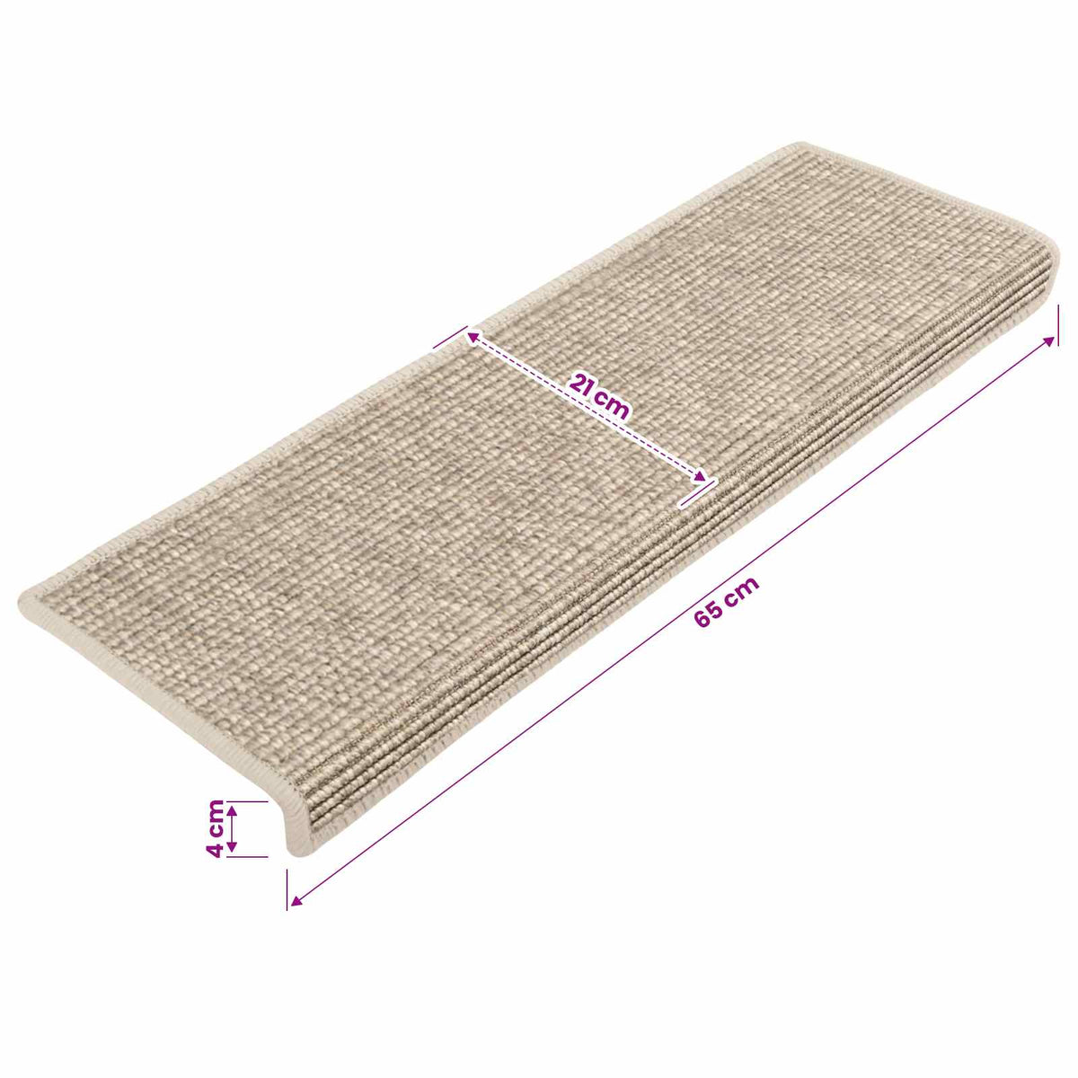 Tappetini per scale 15 pz 65x21x4 cm Beige chiaro