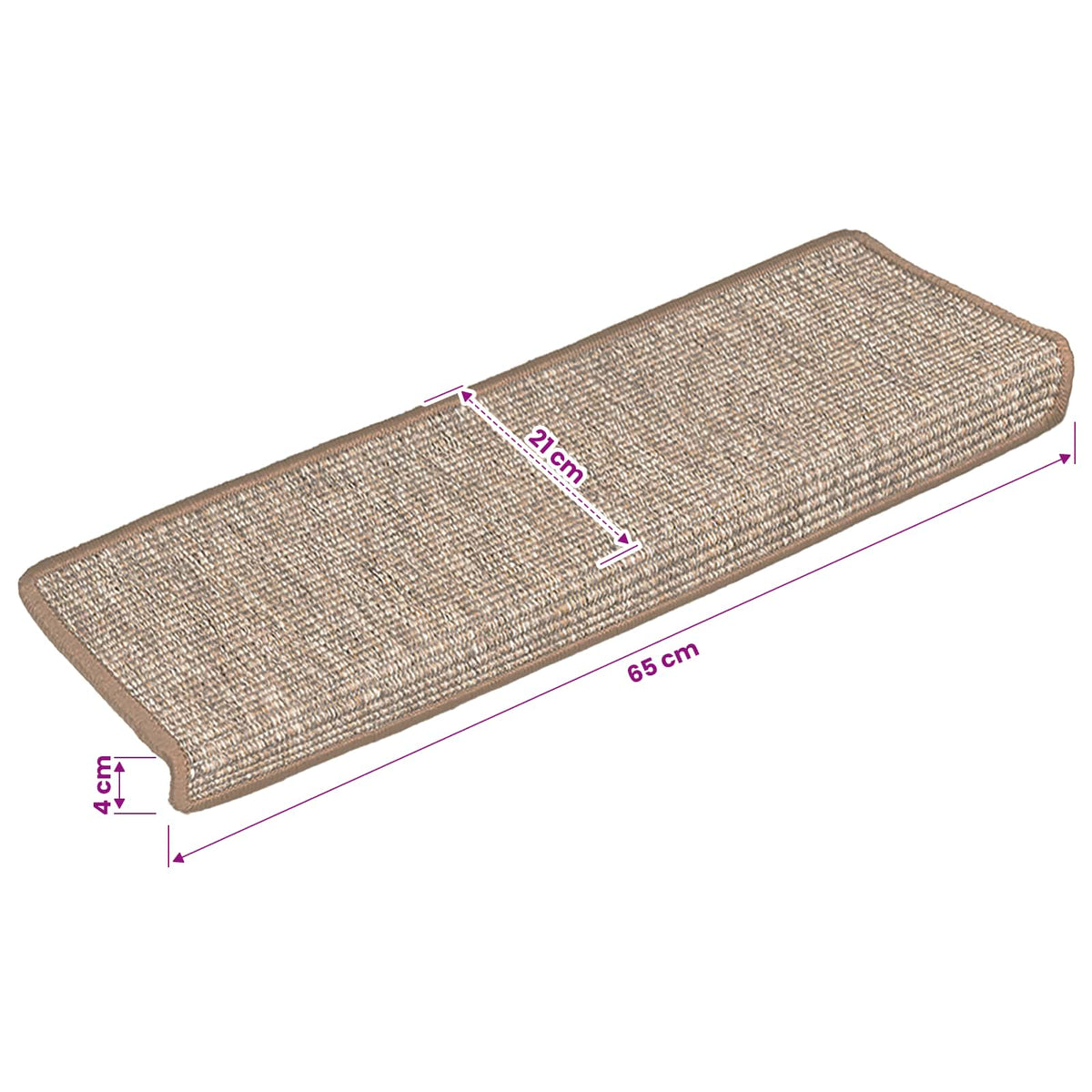 Tappetini per scale 15 pz 65x21x4 cm Marrone chiaro