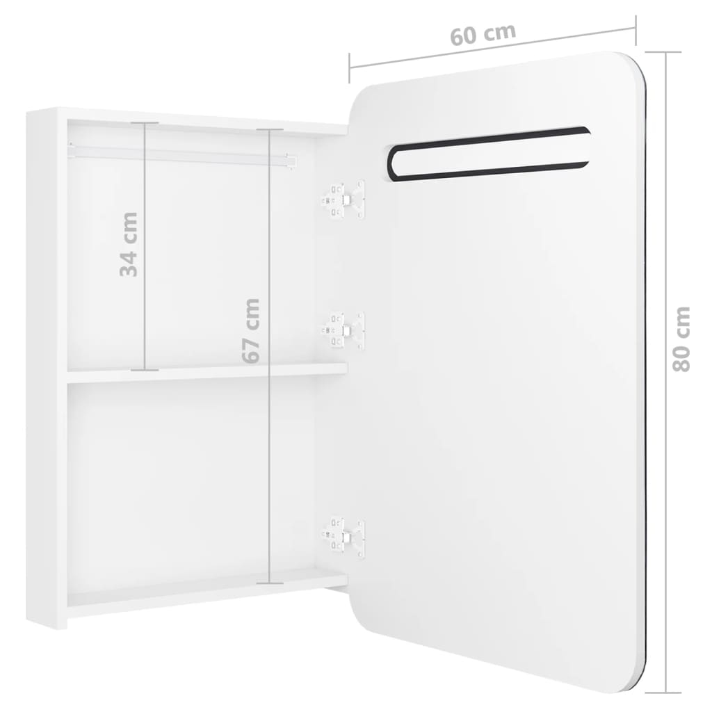 Armadietto Bagno con Specchio e LED Bianco Lucido 60x11x80 cm | homemem39
