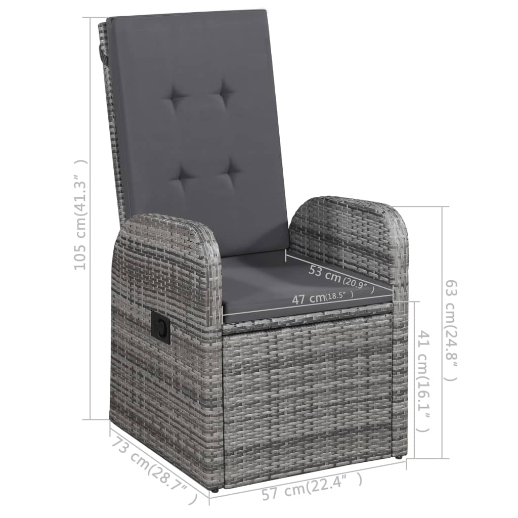 Set Mobili da Pranzo per Giardino 3 pz Grigio | homemem39