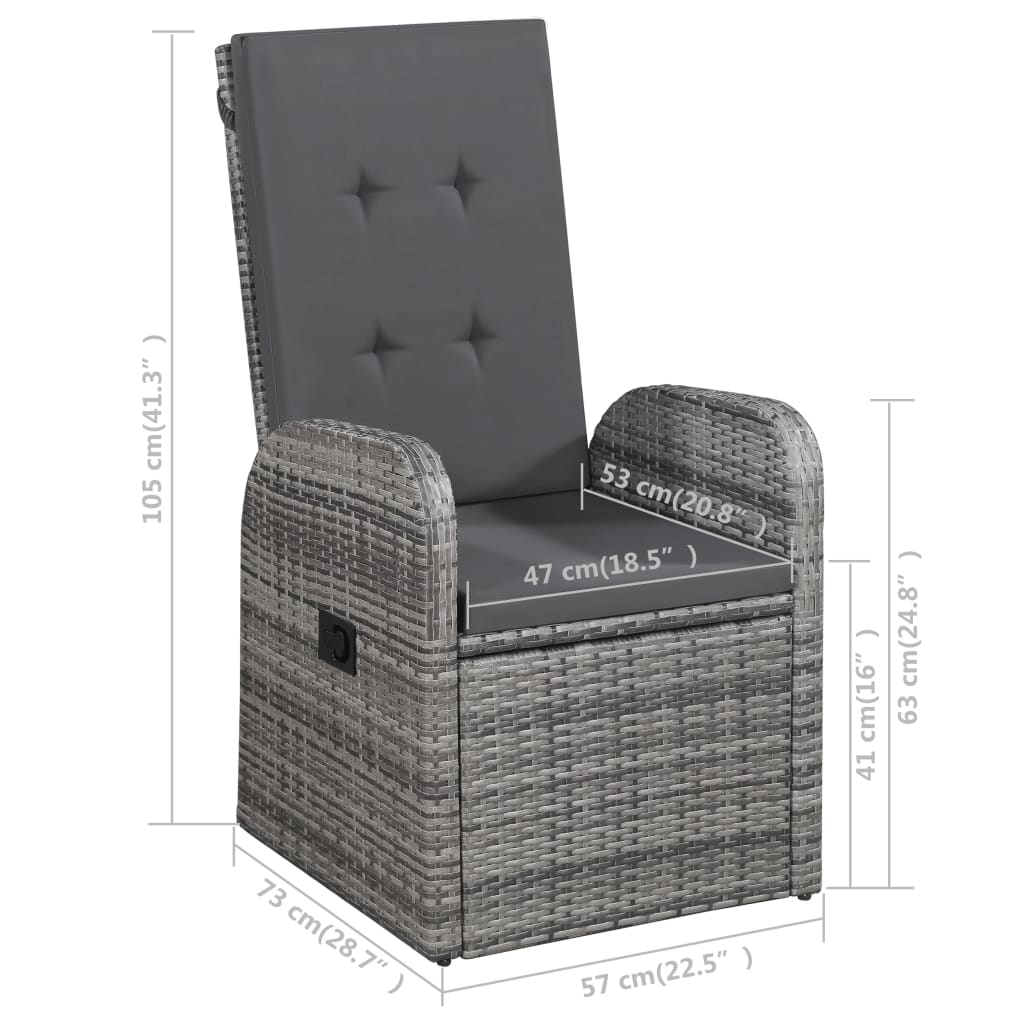 Set Mobili da Pranzo per Giardino 5 pz Grigio | homemem39