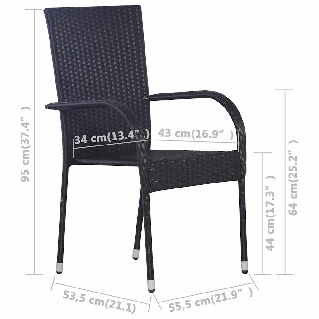 Set Mobili da Pranzo per Giardino 7 pz Nero | homemem39
